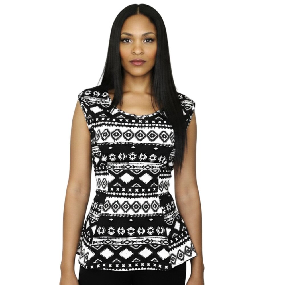 Women’s Peplum Geometric Sleeveless Top